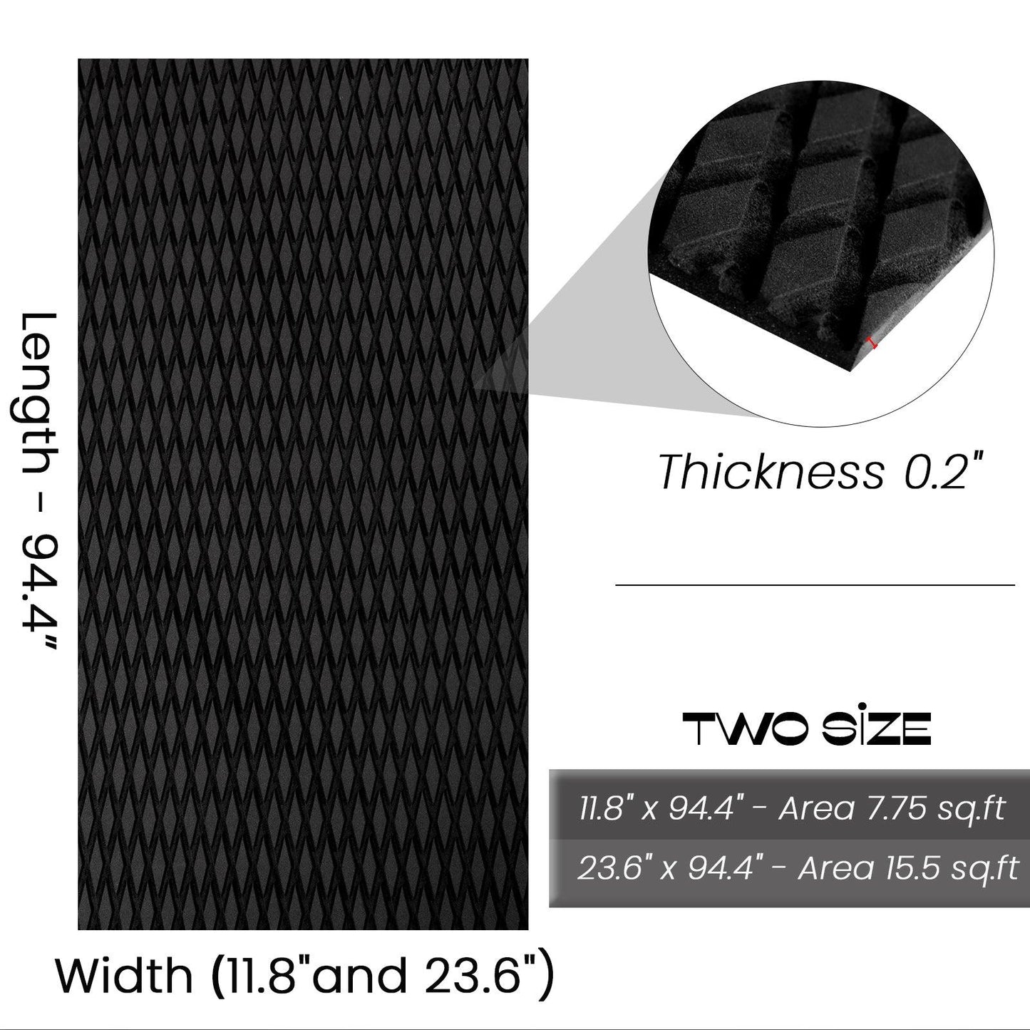 Kxkzren - BOAT FLOORING - Small Diamond EVA Foam Boat Flooring | Black
