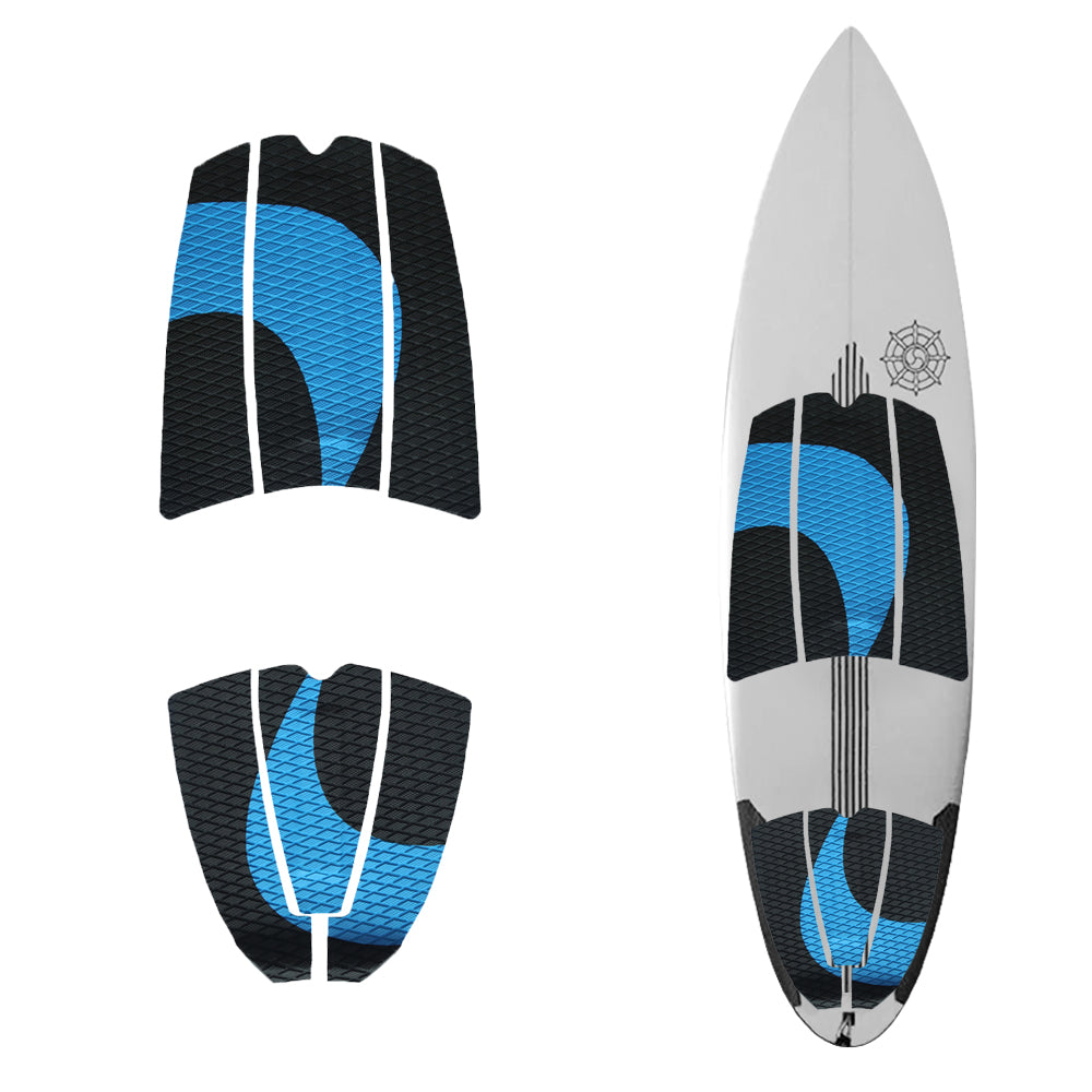 6Pcs Customizable Blue Surfboard Traction Pads – Premium EVA Non-Slip Mat with Diamond & Straight Groove Textures for Surfboards & Longboards - Kxkzren