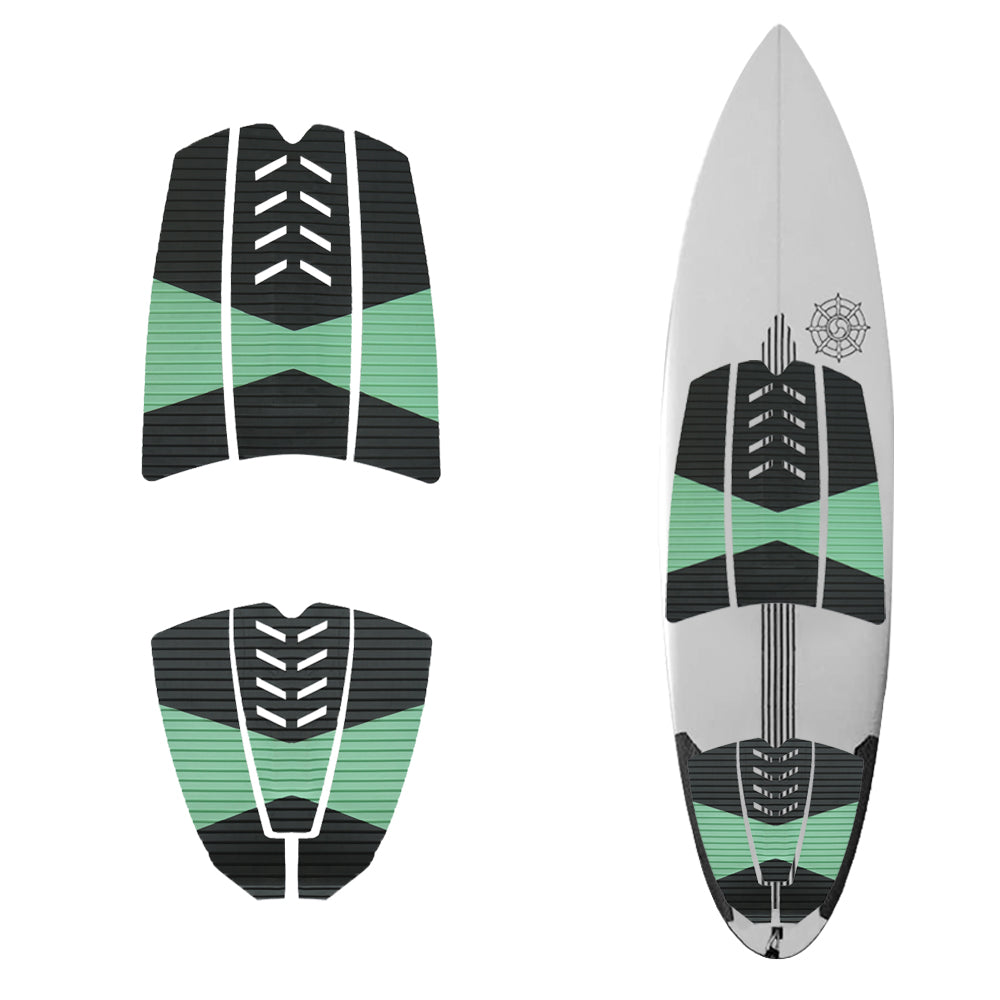 6Pcs Customizable Green Surfboard Traction Pads – Premium EVA Non-Slip Mat with Diamond & Straight Groove Textures for Surfboards & Longboards - Kxkzren