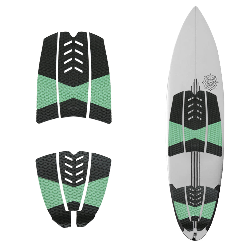 6Pcs Customizable Green Surfboard Traction Pads – Premium EVA Non-Slip Mat with Diamond & Straight Groove Textures for Surfboards & Longboards - Kxkzren
