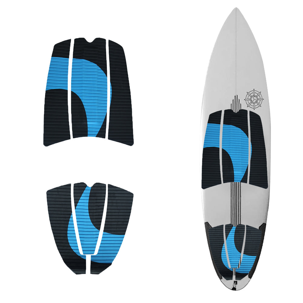6Pcs Customizable Blue Surfboard Traction Pads – Premium EVA Non-Slip Mat with Diamond & Straight Groove Textures for Surfboards & Longboards - Kxkzren