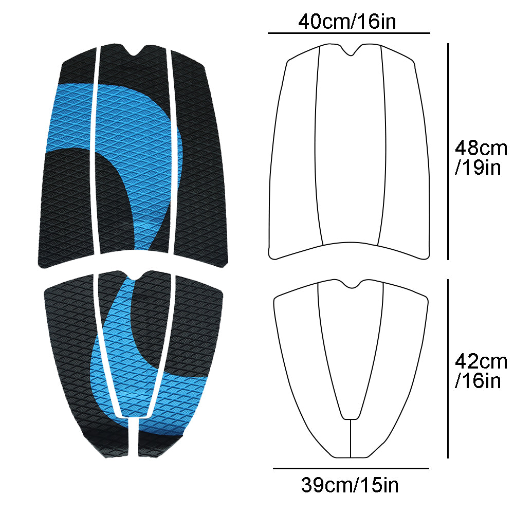 6Pcs Customizable Blue Surfboard Traction Pads – Premium EVA Non-Slip Mat with Diamond & Straight Groove Textures for Surfboards & Longboards - Kxkzren