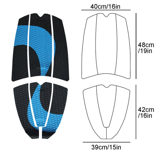 6Pcs Customizable Blue Surfboard Traction Pads – Premium EVA Non-Slip Mat with Diamond & Straight Groove Textures for Surfboards & Longboards - Kxkzren