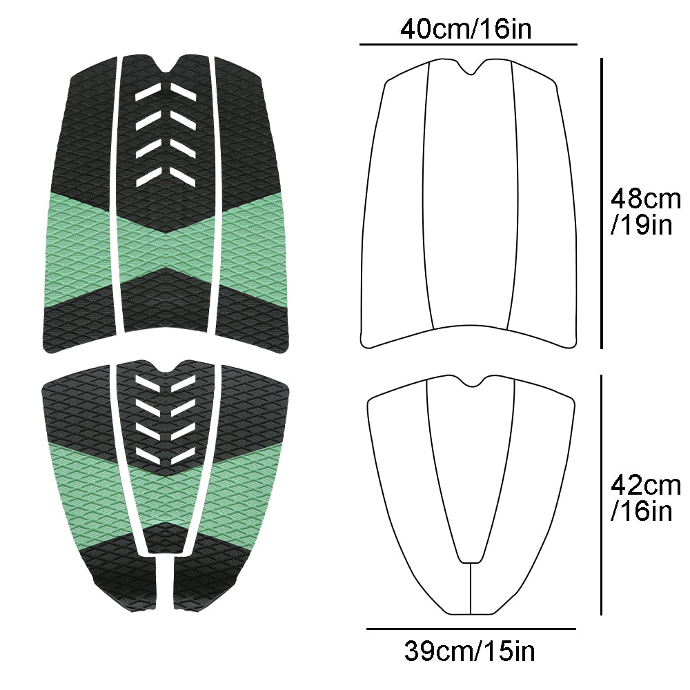 6Pcs Customizable Green Surfboard Traction Pads – Premium EVA Non-Slip Mat with Diamond & Straight Groove Textures for Surfboards & Longboards - Kxkzren