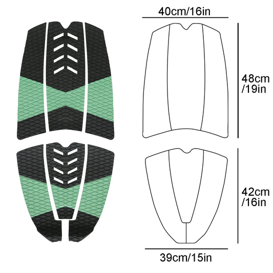 6Pcs Customizable Green Surfboard Traction Pads – Premium EVA Non-Slip Mat with Diamond & Straight Groove Textures for Surfboards & Longboards - Kxkzren