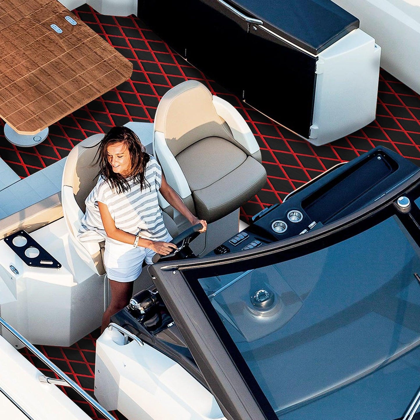 Kxkzren - BOAT FLOORING - Diamond EVA Foam Sheet | Black/Red