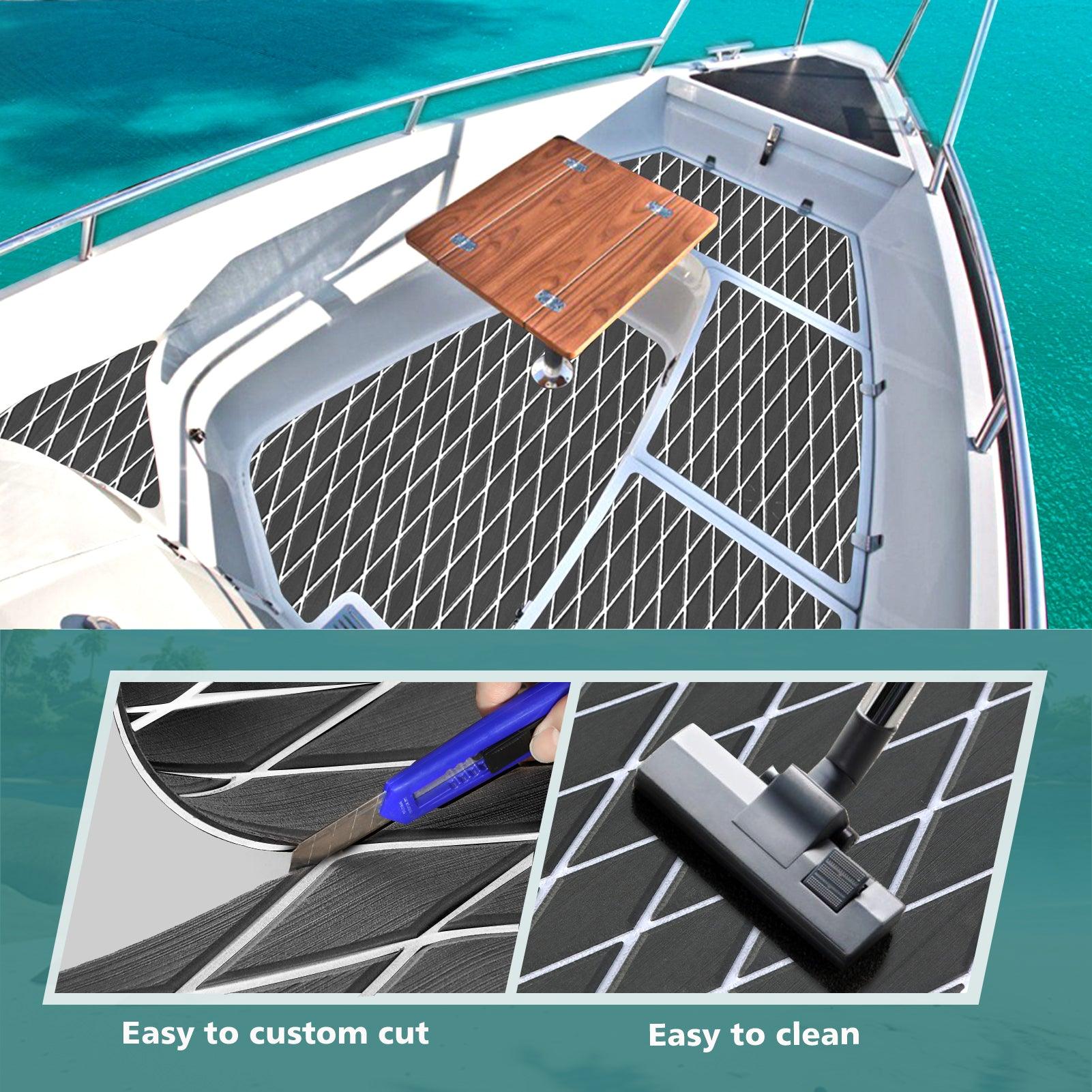 Kxkzren - BOAT FLOORING - Diamond EVA Foam Sheet | Deep Gray/White, 93.9" x 44"