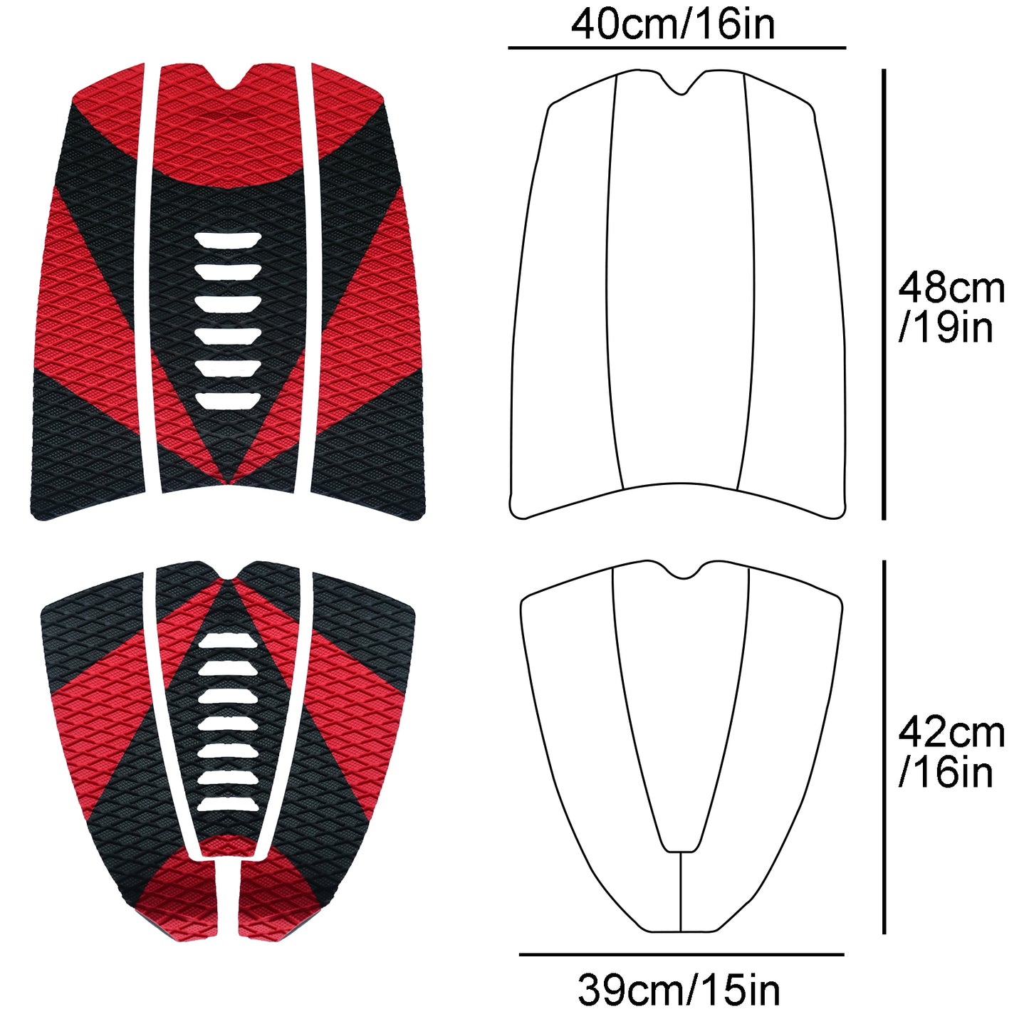 6Pcs Customizable Red Surfboard Traction Pads – Premium EVA Non-Slip Mat with Diamond & Straight Groove Textures for Surfboards & Longboards - Kxkzren