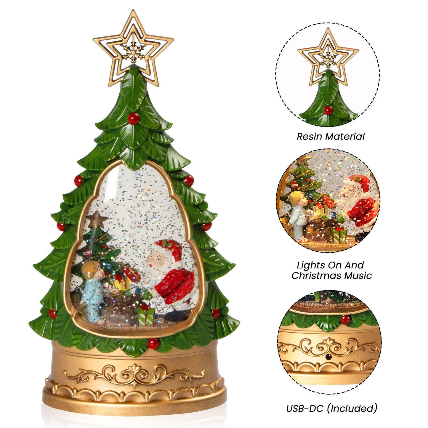 Kxkzren - Christmas Decor - Christmas Tree Snow Globe Lantern