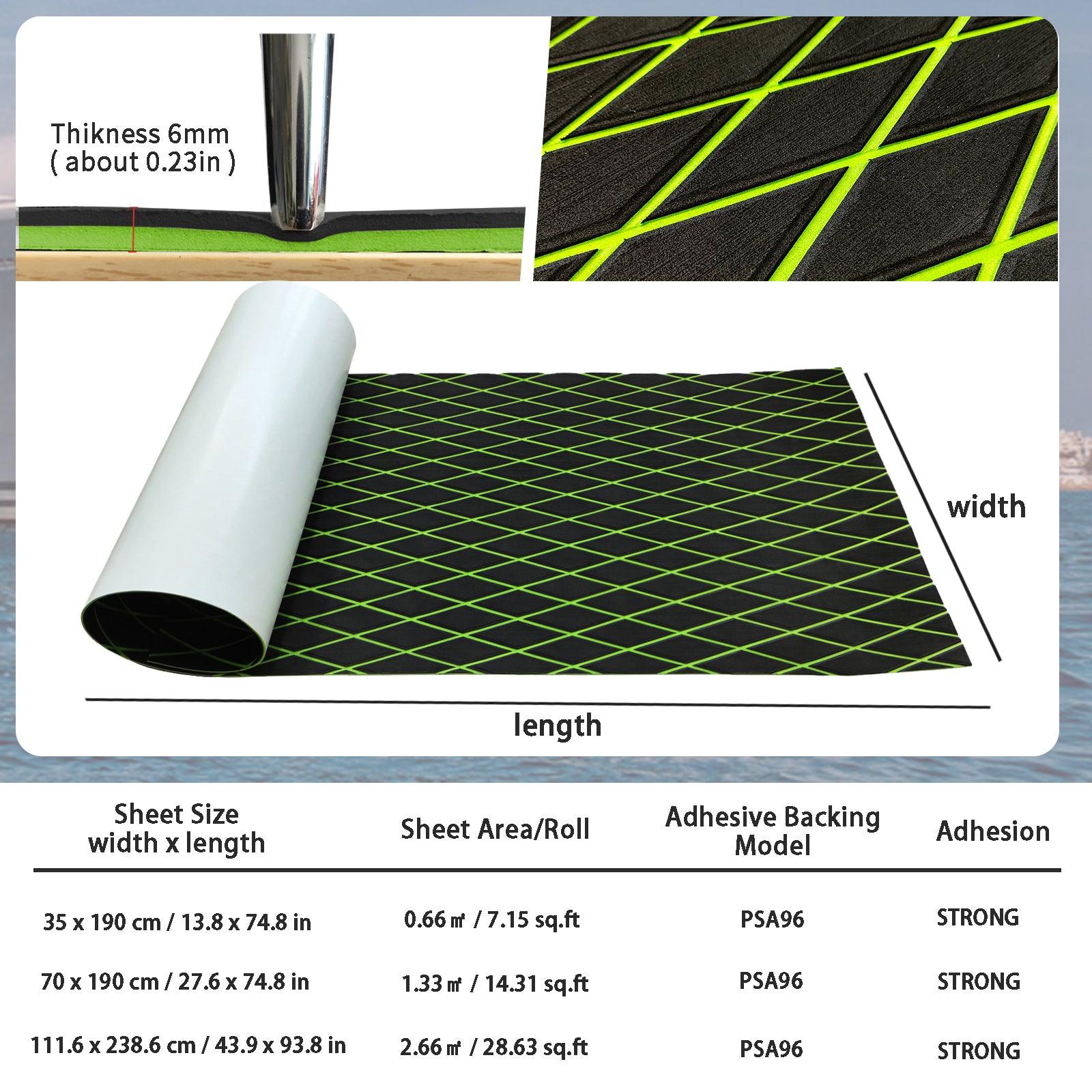 Kxkzren - BOAT FLOORING - Diamond EVA Foam Sheet | Black/Green