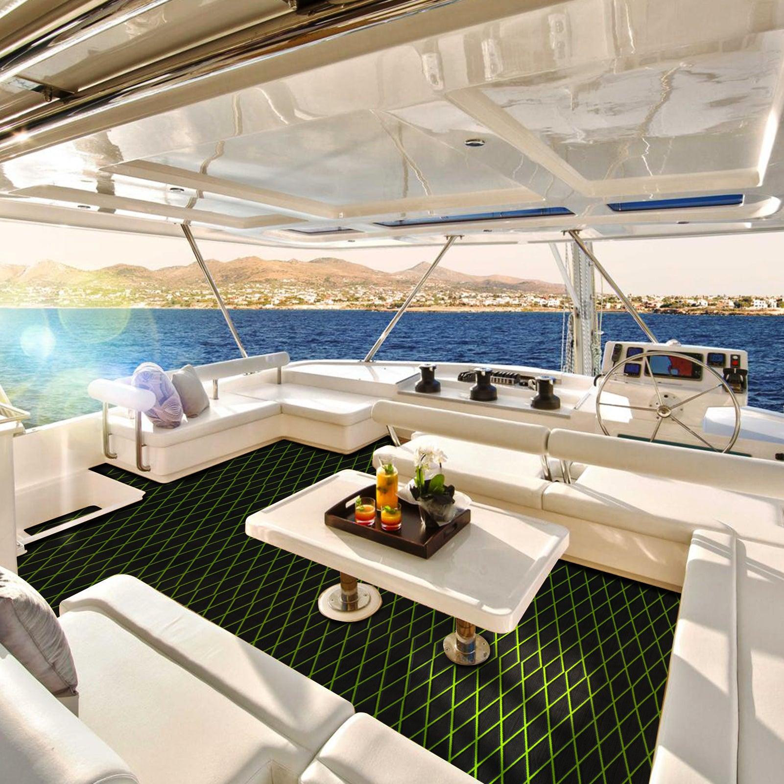 Kxkzren - BOAT FLOORING - Diamond EVA Foam Sheet | Black/Green