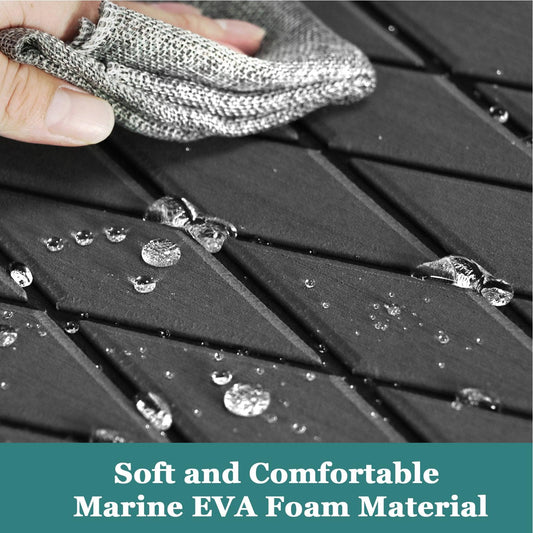 Kxkzren - BOAT FLOORING - Diamond EVA Foam Sheet | Deep Gray/Black, 93.9" x 44"