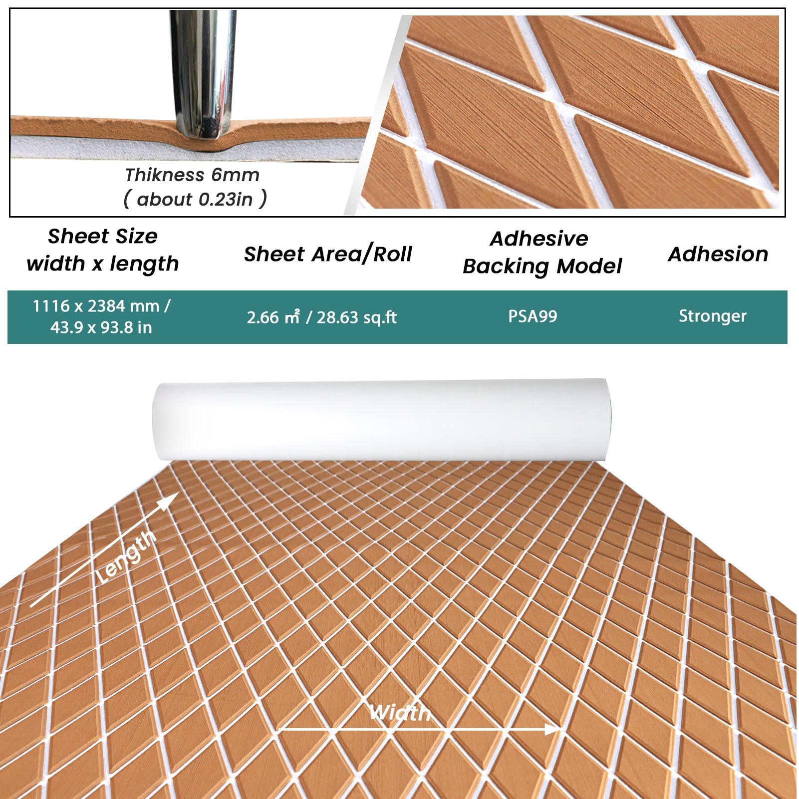 Kxkzren - BOAT FLOORING - Diamond EVA Foam Sheet | Brown/White, 93.9" x 44"