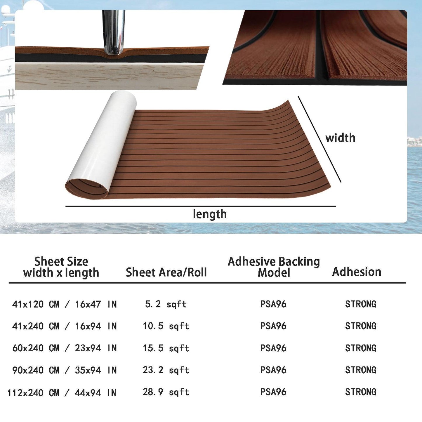 Kxkzren - Faux Teak Sheet - Faux Teak EVA Foam Sheet | Dark Brown/Black