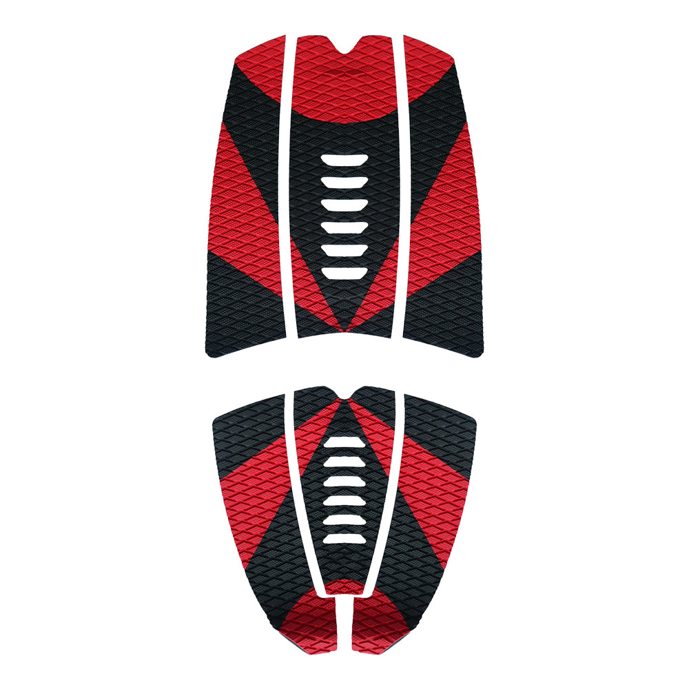 6Pcs Customizable Red Surfboard Traction Pads – Premium EVA Non-Slip Mat with Diamond & Straight Groove Textures for Surfboards & Longboards - Kxkzren