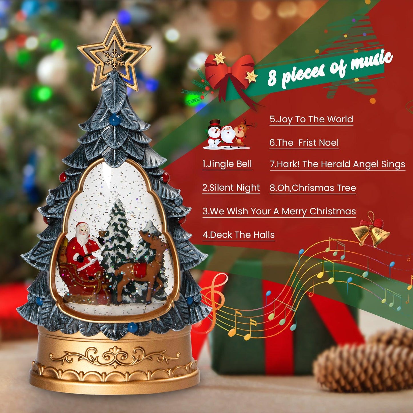Kxkzren - Christmas Decor - Christmas Tree Snow Globe Lantern