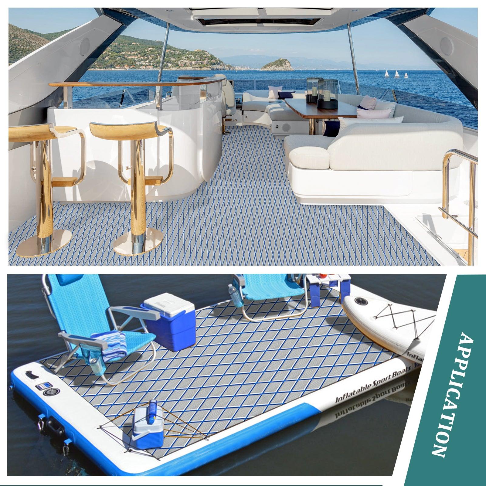 Kxkzren - BOAT FLOORING - Diamond EVA Foam Sheet | Gray/Blue, 93.9" x 44"