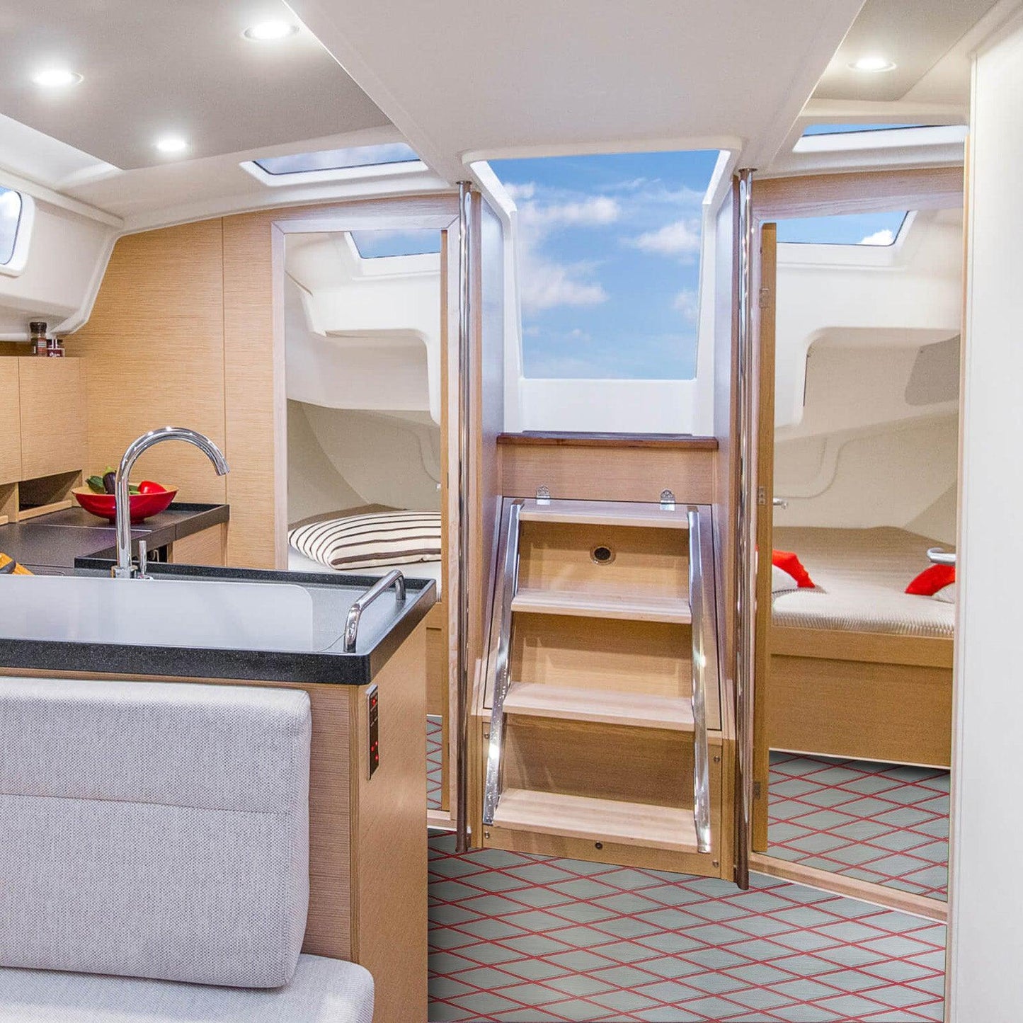 Kxkzren - BOAT FLOORING - Diamond EVA Foam Sheet | Gray/Red