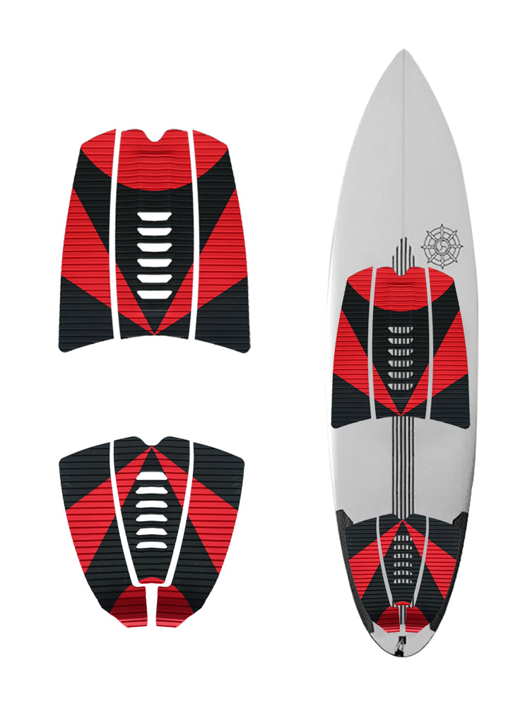6Pcs Customizable Red Surfboard Traction Pads – Premium EVA Non-Slip Mat with Diamond & Straight Groove Textures for Surfboards & Longboards - Kxkzren