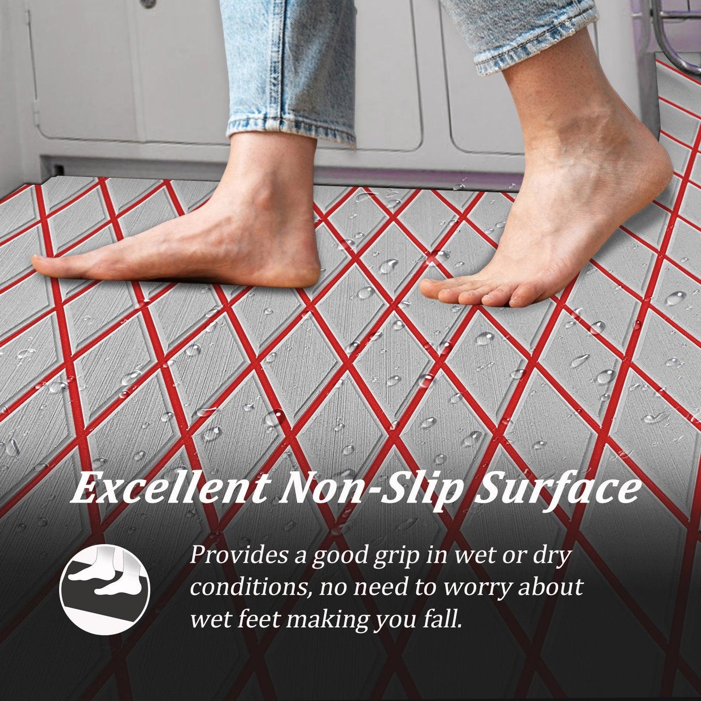 Kxkzren - BOAT FLOORING - Diamond EVA Foam Sheet | Gray/Red