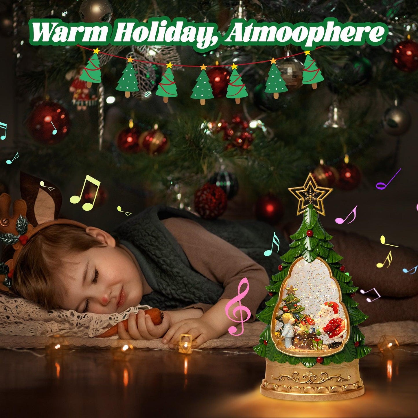 Kxkzren - Christmas Decor - Christmas Tree Snow Globe Lantern