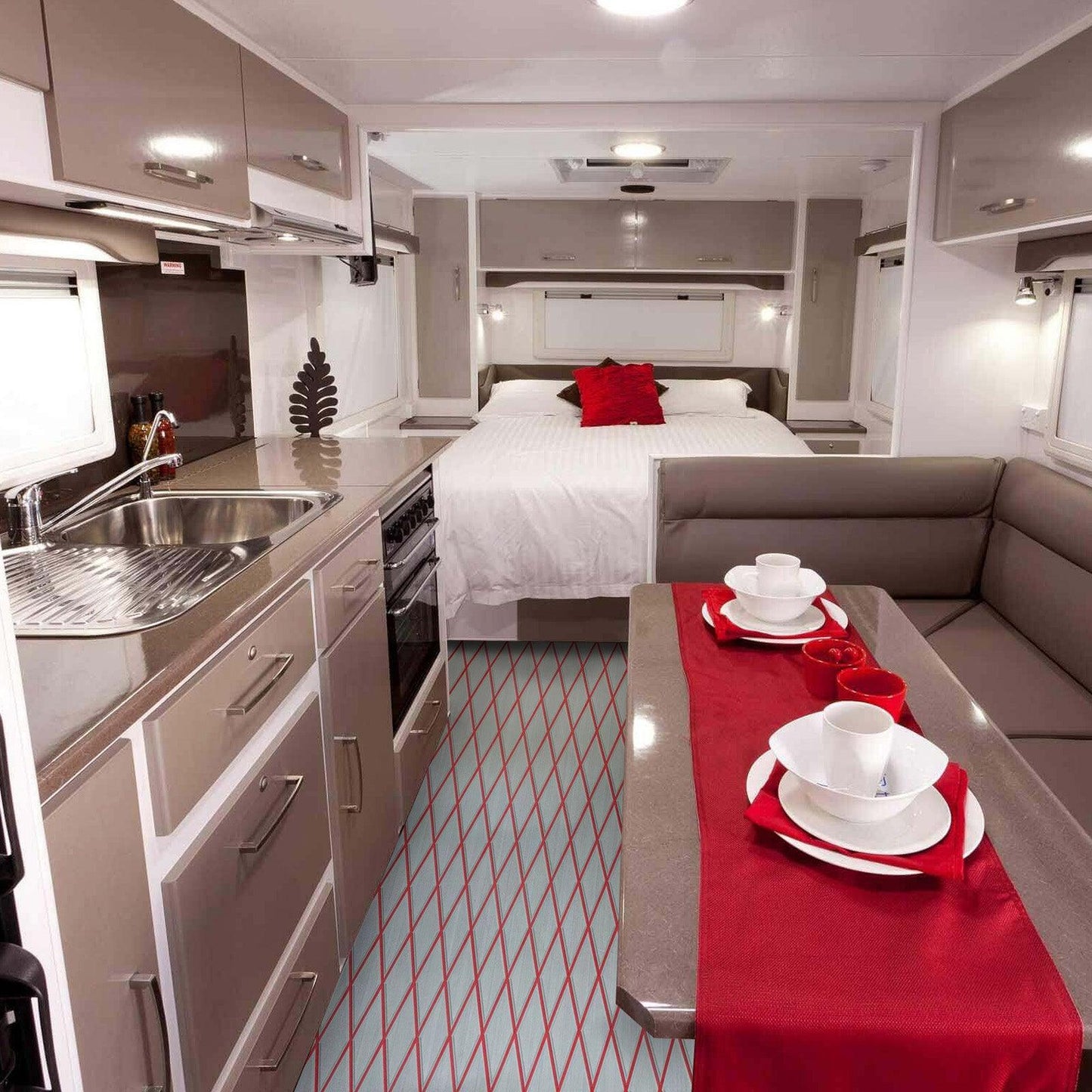 Kxkzren - BOAT FLOORING - Diamond EVA Foam Sheet | Gray/Red