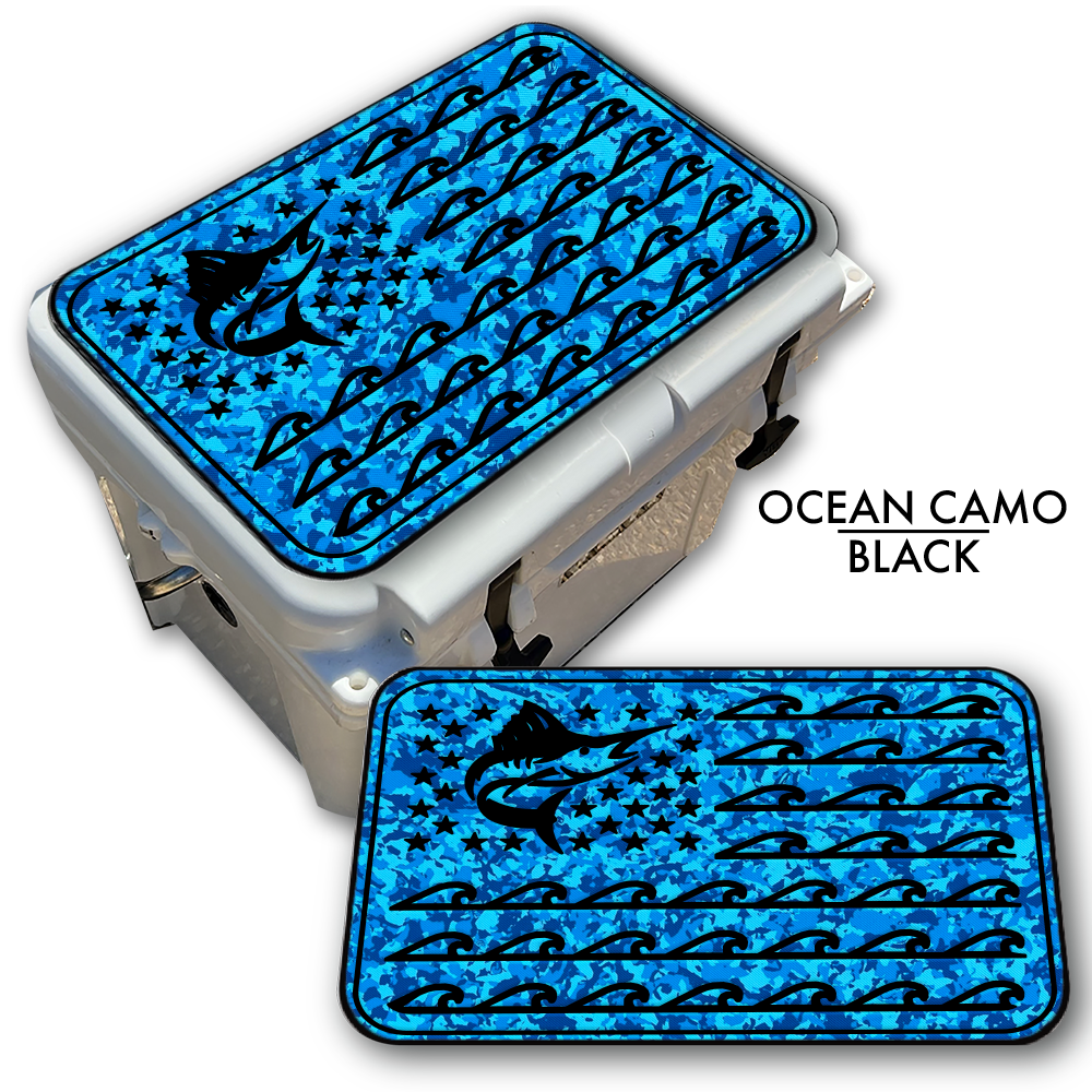 Marlin Ocean Waves Flag Custom EVA Cooler Pad - Kxkzren
