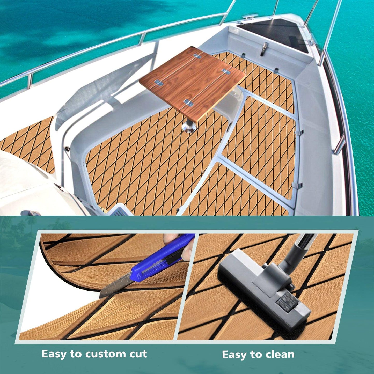 Kxkzren - BOAT FLOORING - Diamond EVA Foam Sheet | Brown/Black, 93.9" x 44"