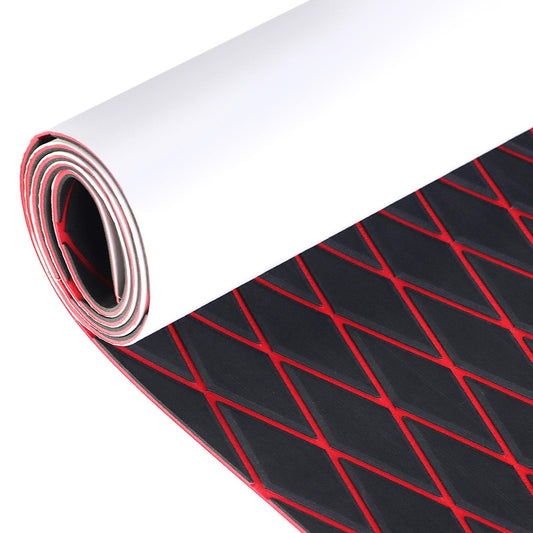 Kxkzren - BOAT FLOORING - Diamond EVA Foam Sheet | Black/Red, 93.9" x 44"