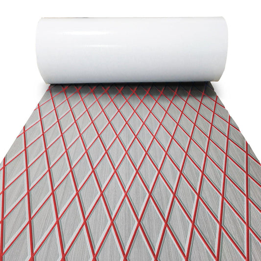 Kxkzren - BOAT FLOORING - Diamond EVA Foam Sheet | Gray/Red