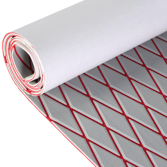 Kxkzren - BOAT FLOORING - Diamond EVA Foam Sheet | Gray/Red, 93.9" x 44"