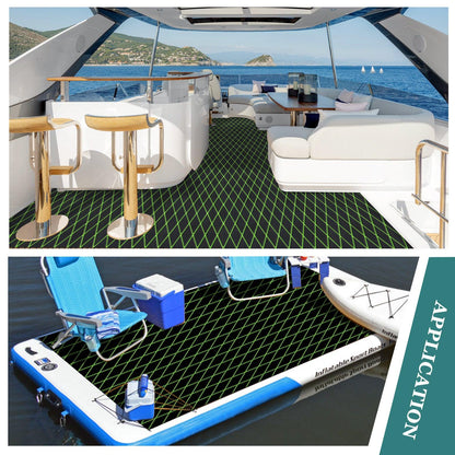 Kxkzren - BOAT FLOORING - Diamond EVA Foam Sheet | Black/Green, 93.9" x 44"