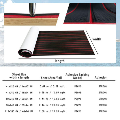 Kxkzren - Faux Teak Sheet - Faux Teak EVA Foam Sheet | Black / Red