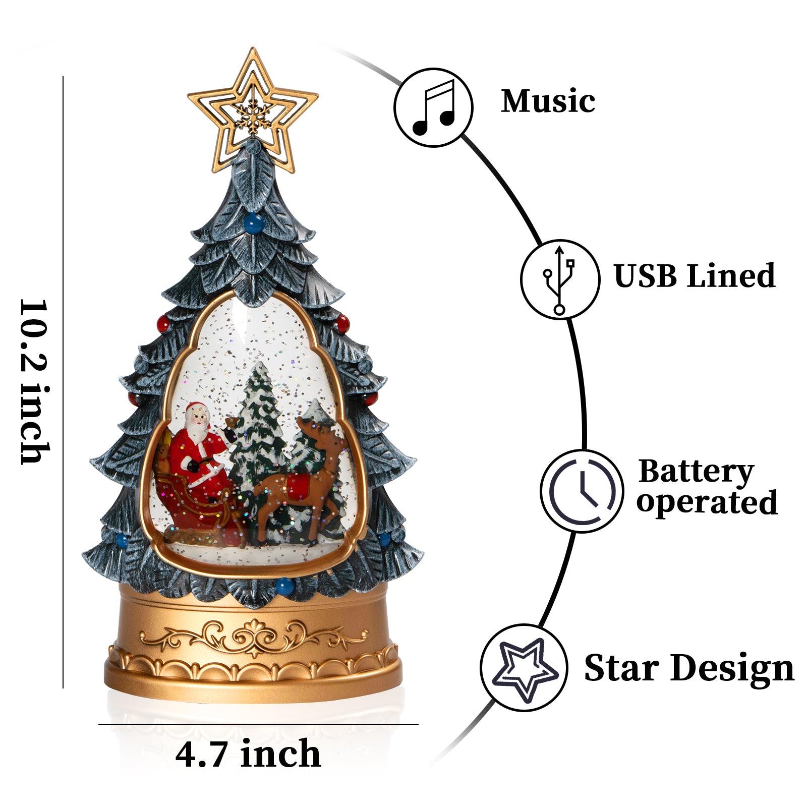 Kxkzren - Christmas Decor - Christmas Tree Snow Globe Lantern