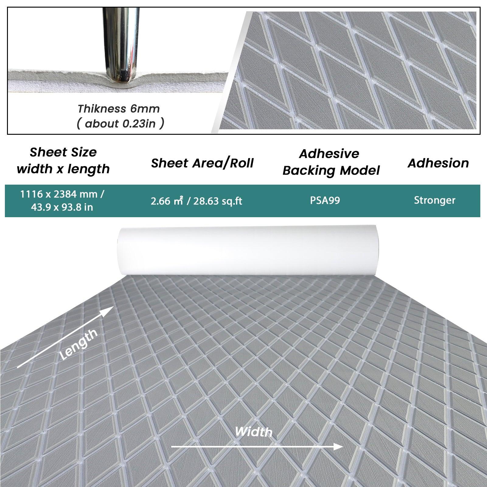 Kxkzren - BOAT FLOORING - EVA Foam Sheet | Gray/White, 93.9" x 44"