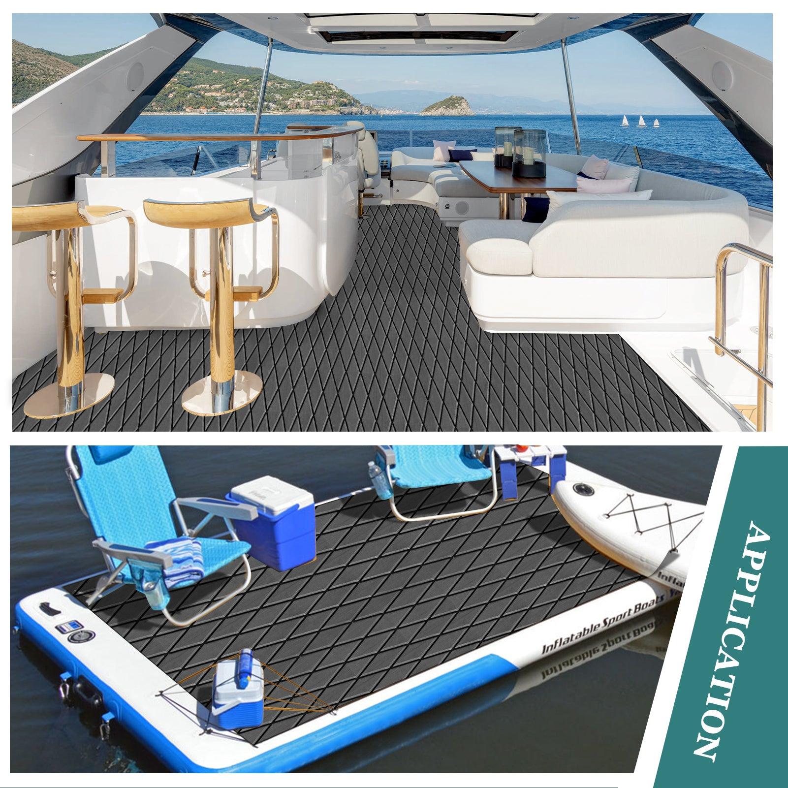 Kxkzren - BOAT FLOORING - Diamond EVA Foam Sheet | Deep Gray/Black, 93.9" x 44"