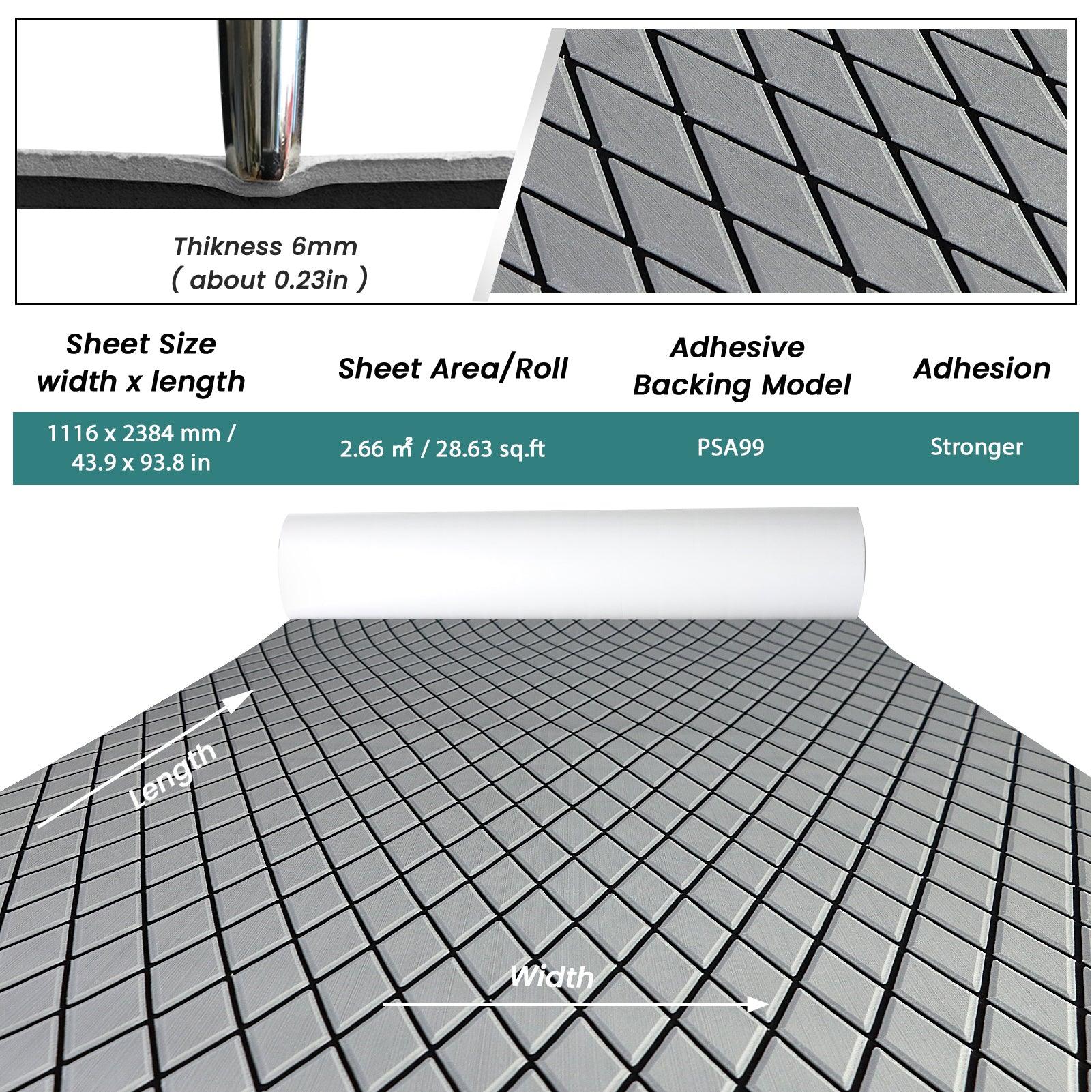 Kxkzren - BOAT FLOORING - Diamond EVA Foam Sheet | Gray/Black, 93.9" x 44"