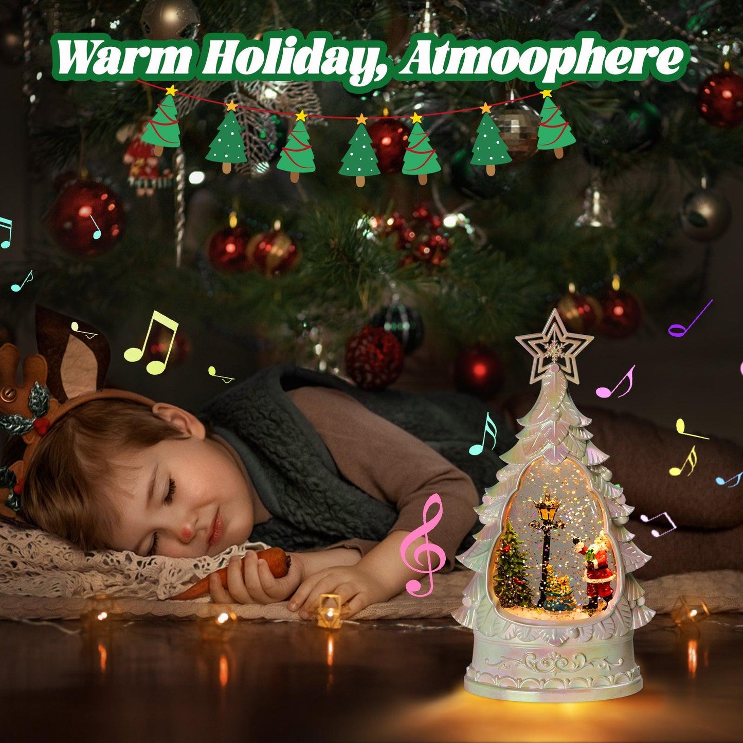 Kxkzren - Christmas Decor - Christmas Tree Snow Globe Lantern