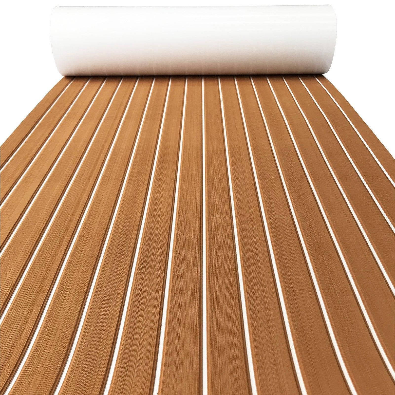 Kxkzren - Faux Teak Sheet - Faux Teak EVA Foam Sheet | Dark Brown/White