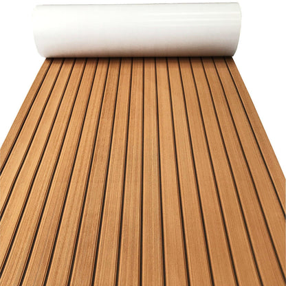 Kxkzren - Faux Teak Sheet - KXKZREN Boat Flooring EVA Foam Decking Sheet Faux Teak Marine Mat Marine Carpet Cooler Tops Non-Slip Self-Adhesive Flooring for Motorboat RV Yacht Kayak Swim Platform