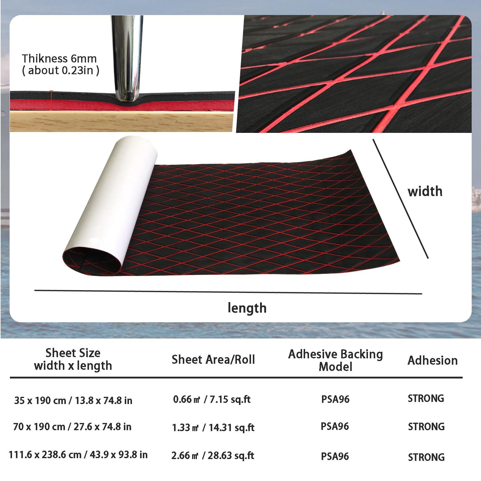 Kxkzren - BOAT FLOORING - Diamond EVA Foam Sheet | Black/Red