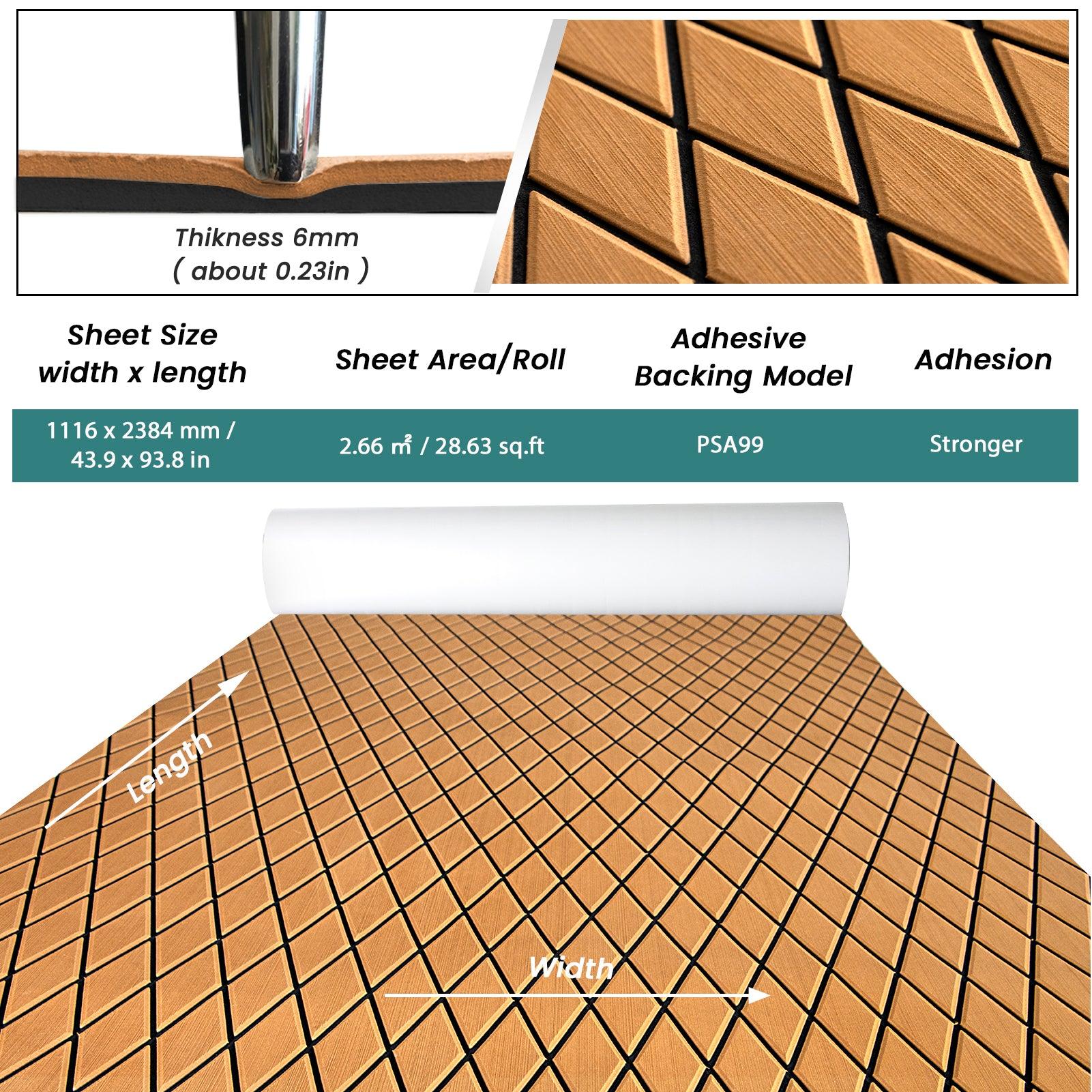 Kxkzren - BOAT FLOORING - Diamond EVA Foam Sheet | Brown/Black, 93.9" x 44"