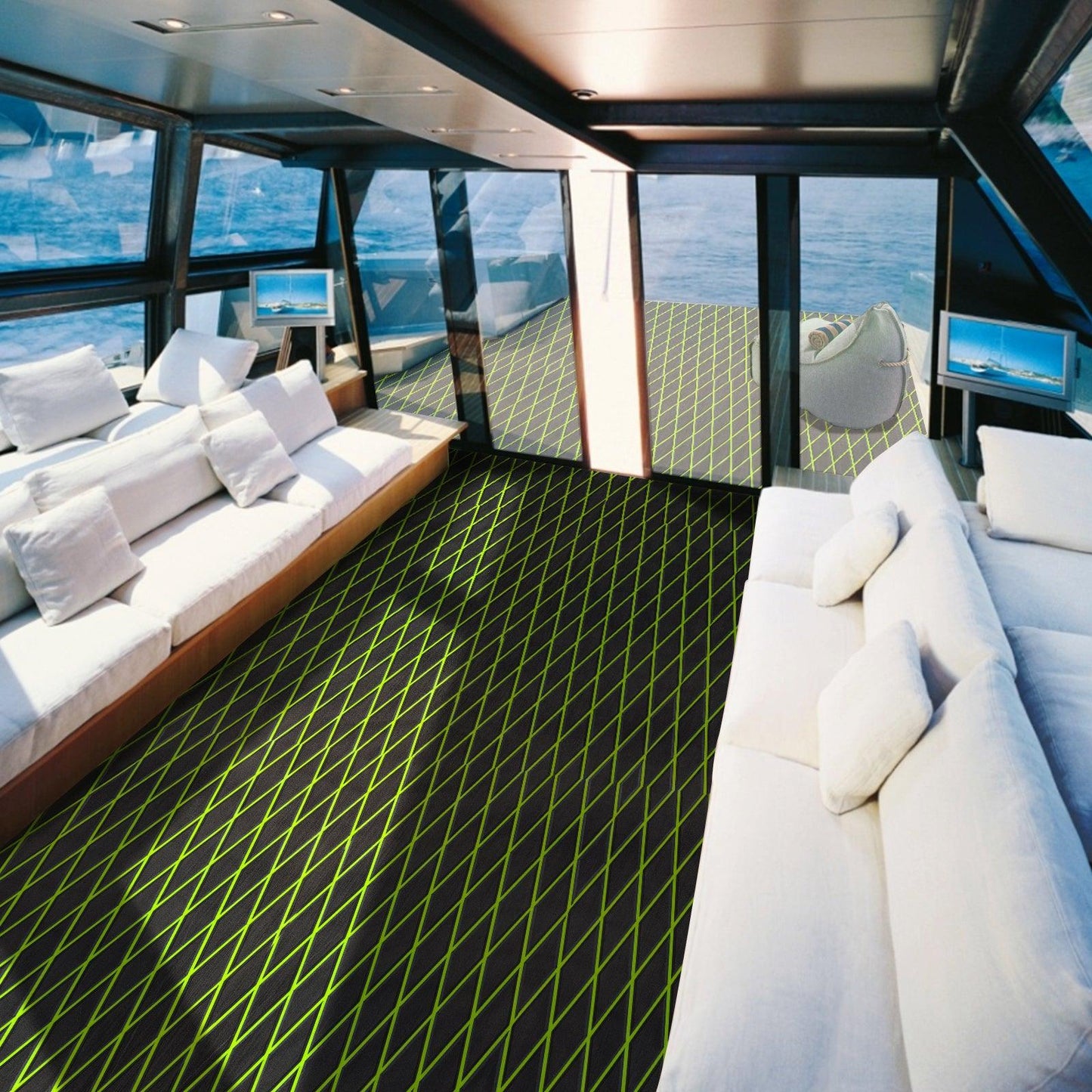 Kxkzren - BOAT FLOORING - Diamond EVA Foam Sheet | Black/Green